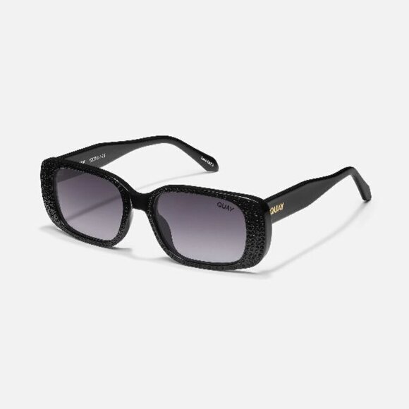New Quay Inside Scoop Bling Black Frames/Smoke Lens Sunglasses Tik Tok Viral main image 4